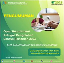 Pengumuman Tata Cara/Panduan Tes Online E-Learning Petugas Pengolahan Sensus Pertanian 2023