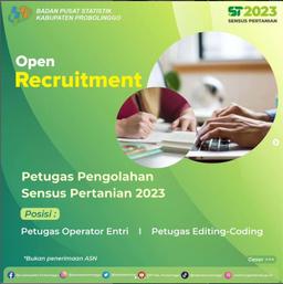 Open Recrutment Petugas Pengolahan Sensus Pertanian 2023